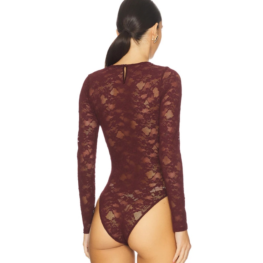 REVOLVE Lace Bodysuit - Deep Burgundy - Picture 3 of 4